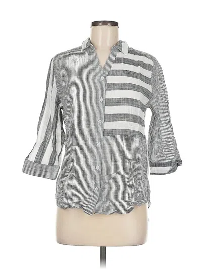 Pre-owned Chico's 3/4 Sleeve Button Down Shirt In Gray