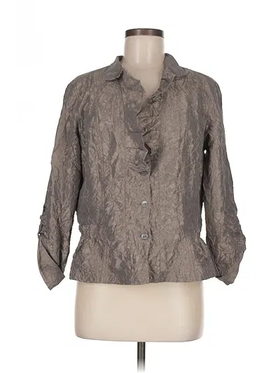 Pre-owned Chico's 3/4 Sleeve Button Down Shirt In Gray