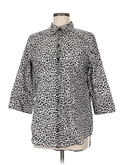 Pre-owned Chico's 3/4 Sleeve Button Down Shirt In Gray