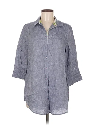 Pre-owned Chico's 3/4 Sleeve Button Down Shirt In Gray