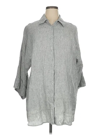 Pre-owned Chico's 3/4 Sleeve Button Down Shirt In Gray