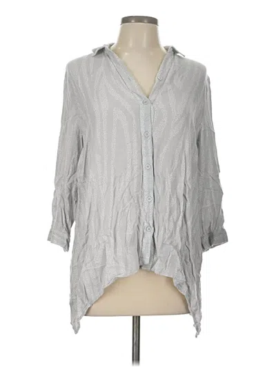 Pre-owned Chico's 3/4 Sleeve Button Down Shirt In Gray