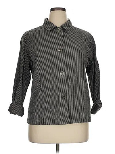 Pre-owned Chico's 3/4 Sleeve Button Down Shirt In Gray