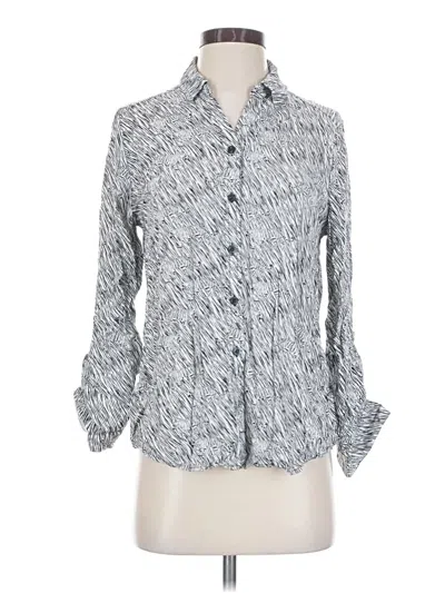 Pre-owned Chico's 3/4 Sleeve Button Down Shirt In Gray