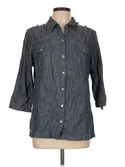 Pre-owned Chico's 3/4 Sleeve Button Down Shirt In Gray