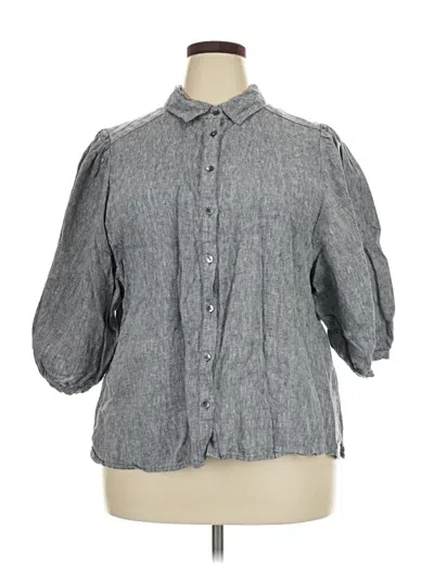 Pre-owned Chico's 3/4 Sleeve Button Down Shirt In Gray