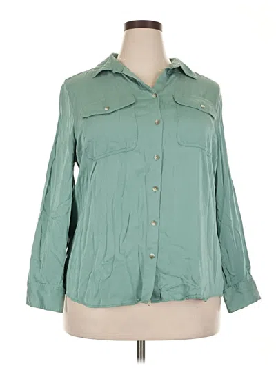 Pre-owned Chico's 3/4 Sleeve Button Down Shirt In Green