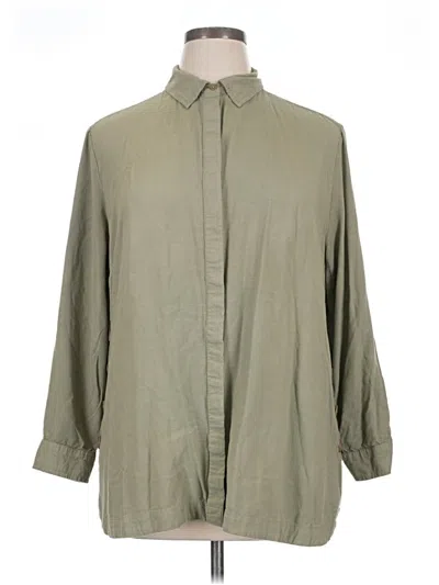 Pre-owned Chico's 3/4 Sleeve Button Down Shirt In Green