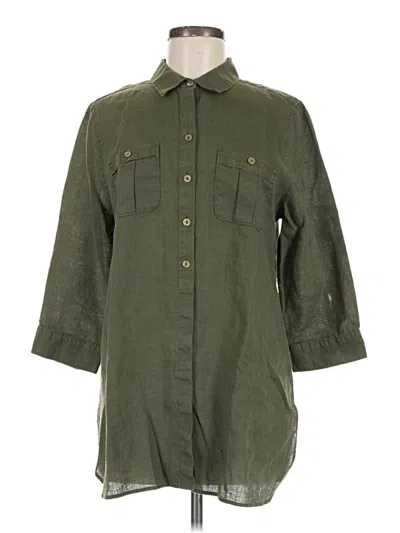 Pre-owned Chico's 3/4 Sleeve Button Down Shirt In Green