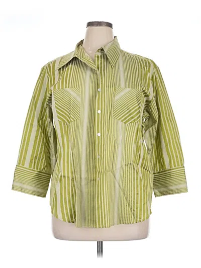 Pre-owned Chico's 3/4 Sleeve Button Down Shirt In Green