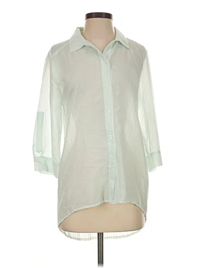 Pre-owned Chico's 3/4 Sleeve Button Down Shirt In Green