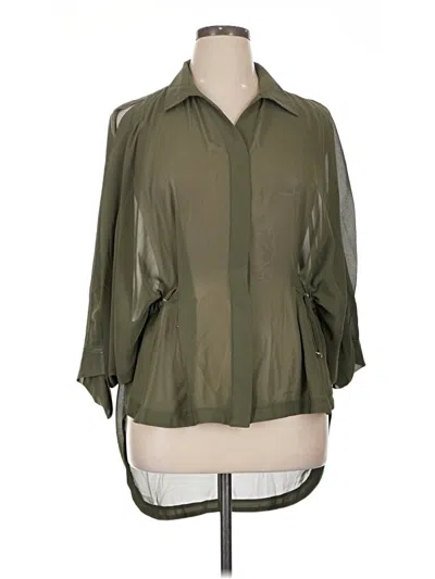 Pre-owned Chico's 3/4 Sleeve Button Down Shirt In Green