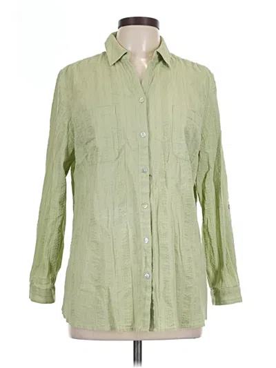 Pre-owned Chico's 3/4 Sleeve Button Down Shirt In Green