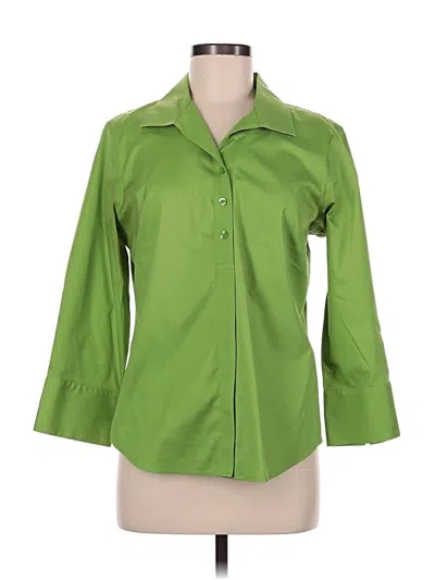 Pre-owned Chico's 3/4 Sleeve Button Down Shirt In Green