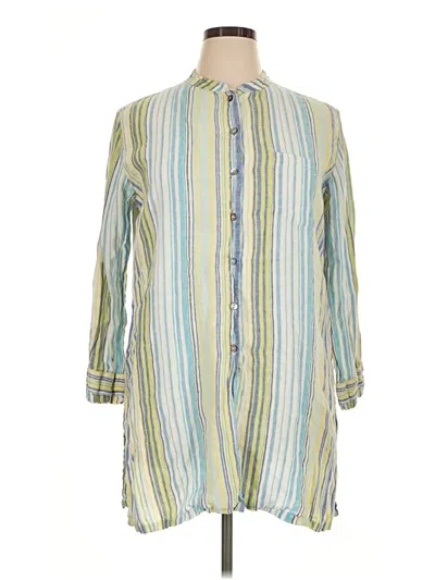 Pre-owned Chico's 3/4 Sleeve Button Down Shirt In Green