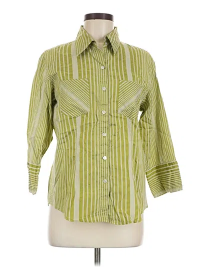 Pre-owned Chico's 3/4 Sleeve Button Down Shirt In Green