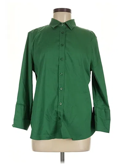 Pre-owned Chico's 3/4 Sleeve Button Down Shirt In Green
