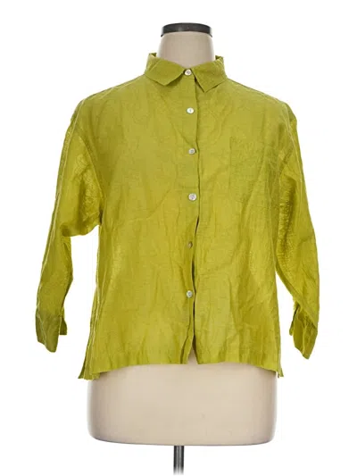 Pre-owned Chico's 3/4 Sleeve Button Down Shirt In Green