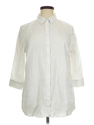 Pre-owned Chico's 3/4 Sleeve Button Down Shirt In Ivory