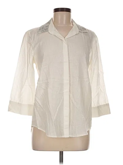 Pre-owned Chico's 3/4 Sleeve Button Down Shirt In Ivory