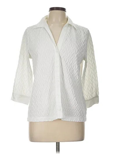 Pre-owned Chico's 3/4 Sleeve Button Down Shirt In Ivory