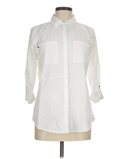 Pre-owned Chico's 3/4 Sleeve Button Down Shirt In Ivory