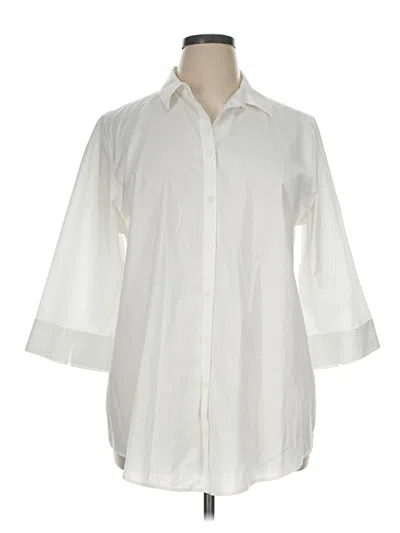 Pre-owned Chico's 3/4 Sleeve Button Down Shirt In Ivory
