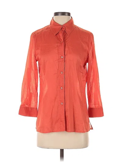 Pre-owned Chico's 3/4 Sleeve Button Down Shirt In Orange