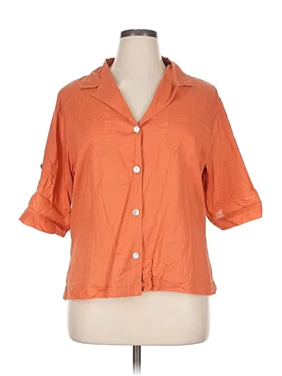 Pre-owned Chico's 3/4 Sleeve Button Down Shirt In Orange