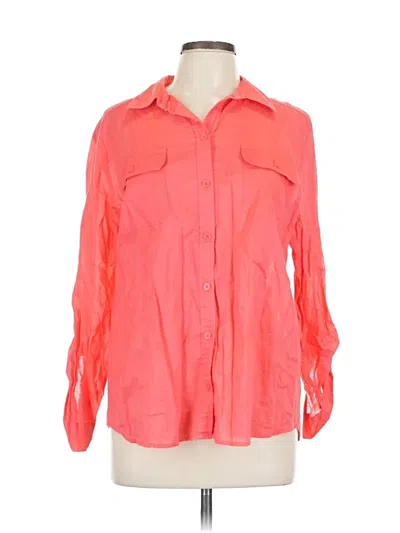Pre-owned Chico's 3/4 Sleeve Button Down Shirt In Orange