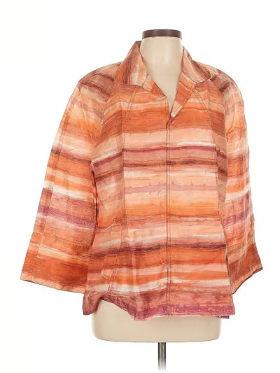 Pre-owned Chico's 3/4 Sleeve Button Down Shirt In Orange