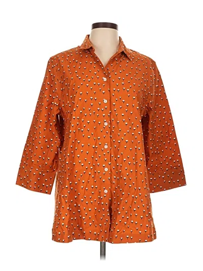 Pre-owned Chico's 3/4 Sleeve Button Down Shirt In Orange