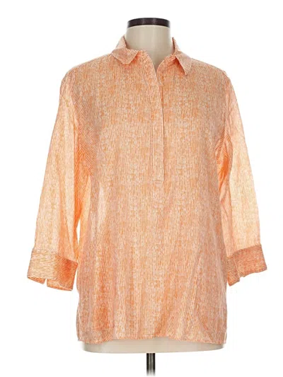 Pre-owned Chico's 3/4 Sleeve Button Down Shirt In Orange