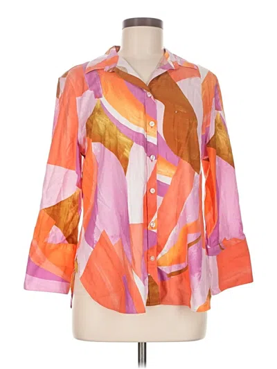 Pre-owned Chico's 3/4 Sleeve Button Down Shirt In Orange