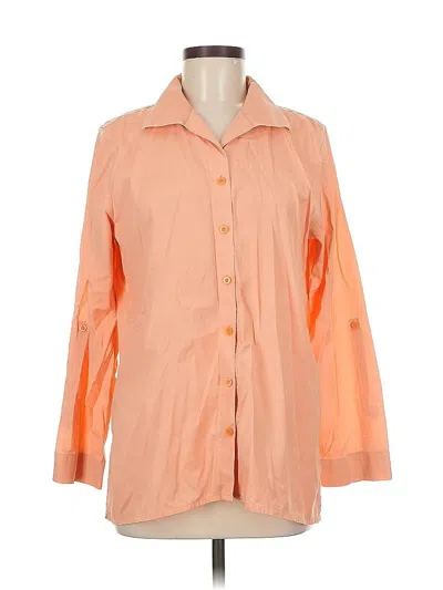 Pre-owned Chico's 3/4 Sleeve Button Down Shirt In Orange