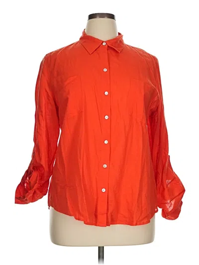 Pre-owned Chico's 3/4 Sleeve Button Down Shirt In Orange