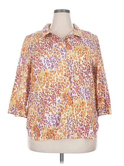 Pre-owned Chico's 3/4 Sleeve Button Down Shirt In Orange