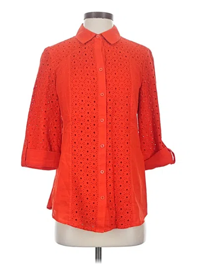Pre-owned Chico's 3/4 Sleeve Button Down Shirt In Orange