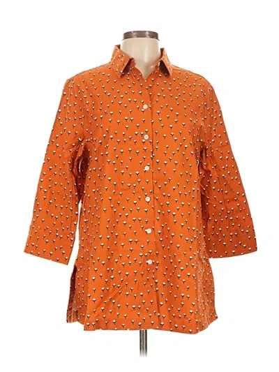 Pre-owned Chico's 3/4 Sleeve Button Down Shirt In Orange