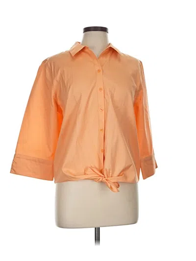 Pre-owned Chico's 3/4 Sleeve Button Down Shirt In Orange