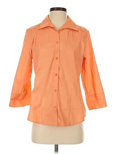 Pre-owned Chico's 3/4 Sleeve Button Down Shirt In Orange