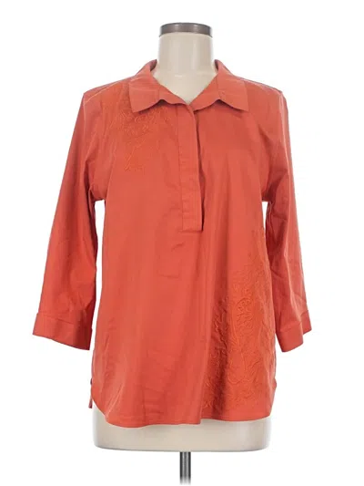 Pre-owned Chico's 3/4 Sleeve Button Down Shirt In Orange