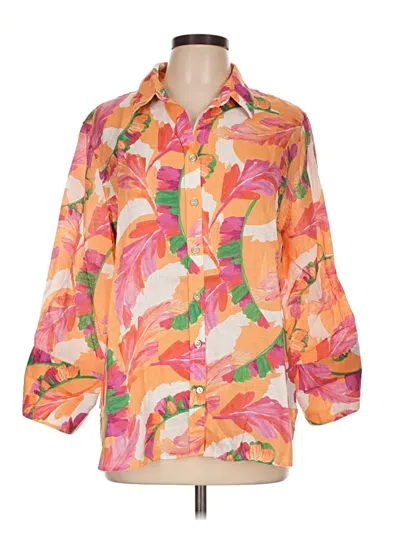 Pre-owned Chico's 3/4 Sleeve Button Down Shirt In Orange