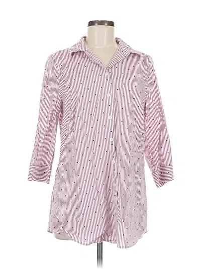 Pre-owned Chico's 3/4 Sleeve Button Down Shirt In Pink