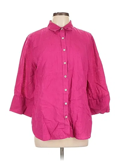 Pre-owned Chico's 3/4 Sleeve Button Down Shirt In Pink