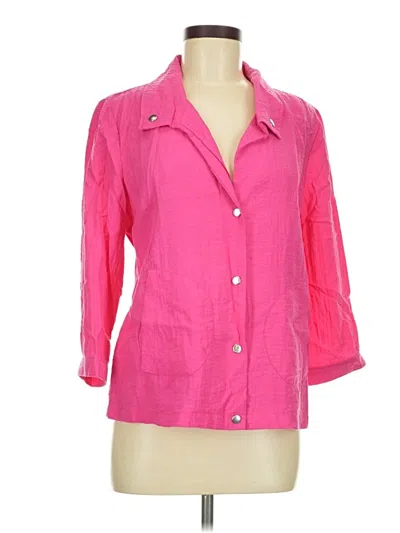 Pre-owned Chico's 3/4 Sleeve Button Down Shirt In Pink