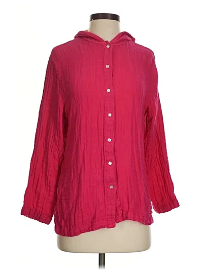 Pre-owned Chico's 3/4 Sleeve Button Down Shirt In Pink