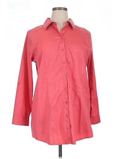 Pre-owned Chico's 3/4 Sleeve Button Down Shirt In Pink