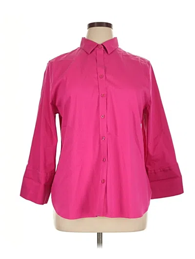 Chico's 3/4 Sleeve Button Down Shirt In Pink