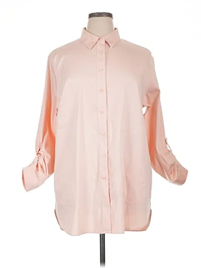 Pre-owned Chico's 3/4 Sleeve Button Down Shirt In Pink